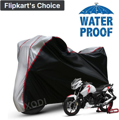 xodi Waterproof Two Wheeler Cover for TVS(Apache RTR 180, Silver, Black)