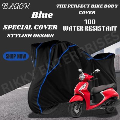 Shiv Kanha Waterproof Two Wheeler Cover for Yamaha(Fascino, Black)