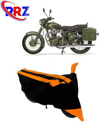 RRZ Waterproof Two Wheeler Cover for Royal Enfield(Battle, Black, Orange)