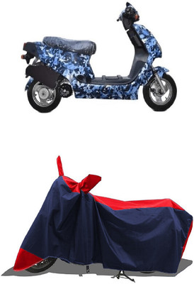 SUGASHRI Waterproof Two Wheeler Cover for Hero(Electric AXLHE-20, Red, Blue)