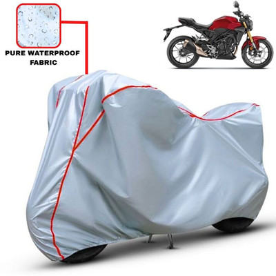 Delphinium Waterproof Two Wheeler Cover for Honda(CB300R, Silver, Red)