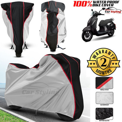 Car Styling Waterproof Two Wheeler Cover for Bajaj(Chetak, Silver, Black)