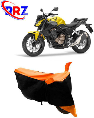 RRZ Waterproof Two Wheeler Cover for Honda(CB 500, Black, Orange)