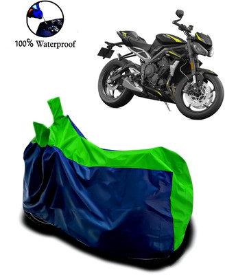 Autofly Waterproof Two Wheeler Cover for Triumph(Street Triple RS, Blue, Green)