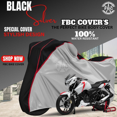 FBC Waterproof Two Wheeler Cover for TVS(Apache RTR 310, Black, Silver)