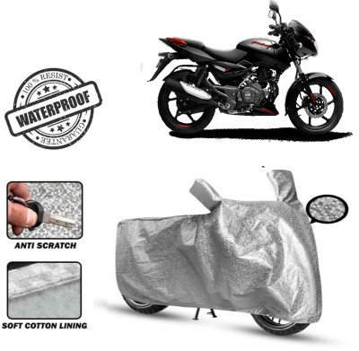 ROYAL AUTO MART Waterproof Two Wheeler Cover for Bajaj(Pulsar 125, Silver)