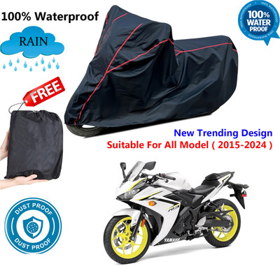 AUTOCAD Waterproof Two Wheeler Cover for Yamaha(YZF R3, Black, Red)