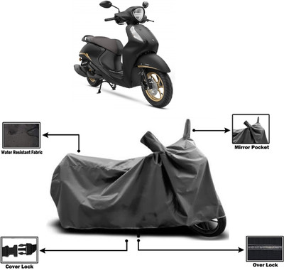 Amexride Two Wheeler Cover for Yamaha(Fascino 125 FI, Grey)