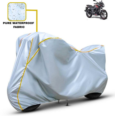 Delphinium Waterproof Two Wheeler Cover for Bajaj(Pulsar 150, Silver)
