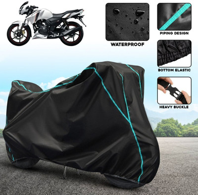 AutoGalaxy Waterproof Two Wheeler Cover for TVS(Apache 150, Black, Blue)