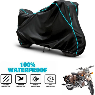 ANTHUB Waterproof Two Wheeler Cover for Royal Enfield(Classic Desert Storm, Black)