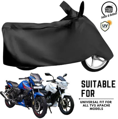 DeepShakshi AUTOMOTIVE Two Wheeler Cover for TVS(Apache 150, Black)