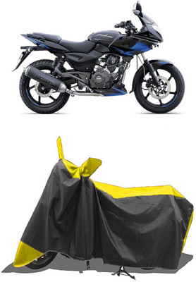 SUGASHRI Waterproof Two Wheeler Cover for Bajaj(Pulsar 220 DTS-i, Yellow, Black)