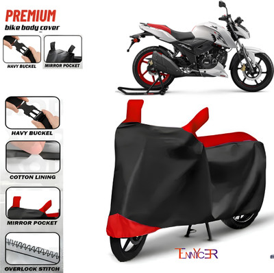 TENNYCER Waterproof Two Wheeler Cover for TVS(Apache RTR 160 4V, Red, Black)