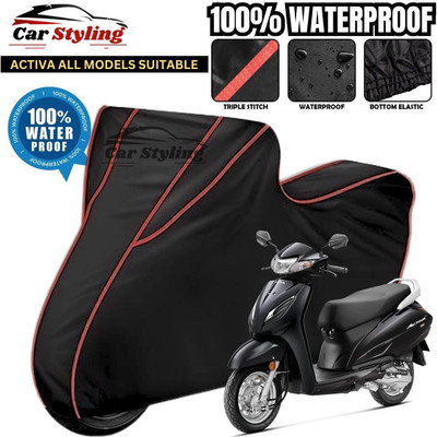 Car Styling Waterproof Two Wheeler Cover for Honda(Activa 6G, Black, Red)