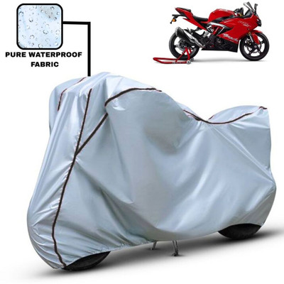 Delphinium Waterproof Two Wheeler Cover for TVS(Apache RR 310, Silver, Black)