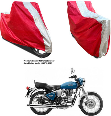 AutoGalaxy Waterproof Two Wheeler Cover for Royal Enfield(Electra Delux, Silver, Red)