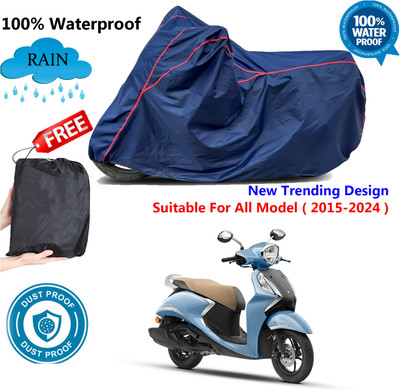 AUTOCAD Waterproof Two Wheeler Cover for Yamaha(Fascino 125 BS6, Blue, Red)