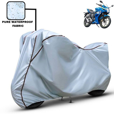 Delphinium Waterproof Two Wheeler Cover for Suzuki(Gixxer SF, Silver, Black)