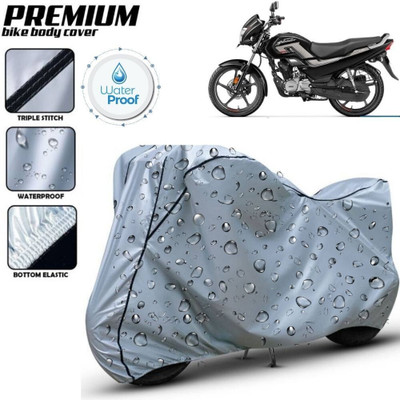 Delphinium Waterproof Two Wheeler Cover for Hero(MotoCorp Super Splendor, Silver, Black)