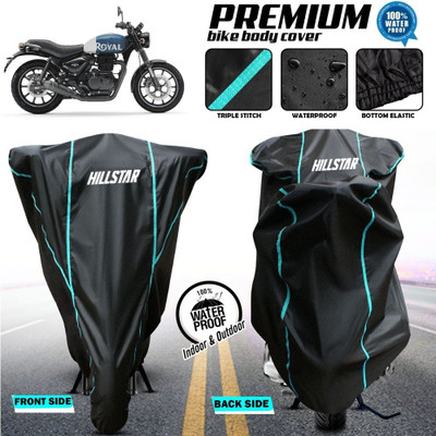 AutoGalaxy Waterproof Two Wheeler Cover for Royal Enfield(Hunter 350, Black)