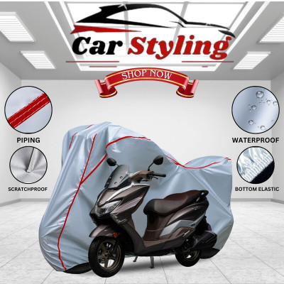 Car Styling Waterproof Two Wheeler Cover for Suzuki(Burgman Street 125, Silver, Red)