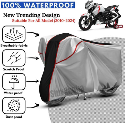 Shiv Kanha Waterproof Two Wheeler Cover for TVS(Apache RTR 160, Silver, Black)