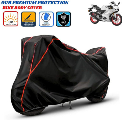 Delphinium Waterproof Two Wheeler Cover for Yamaha(R15 V3, Black, Red)