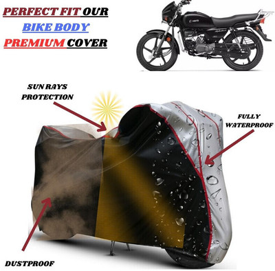 kerwa Waterproof Two Wheeler Cover for Hero(Splendor I Smart, Black, Silver)