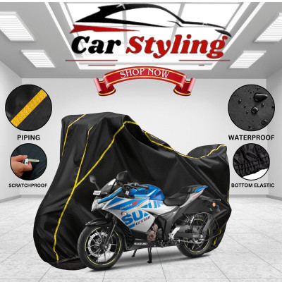 Car Styling Waterproof Two Wheeler Cover for Suzuki(Gixxer SF 250, Black, Yellow)
