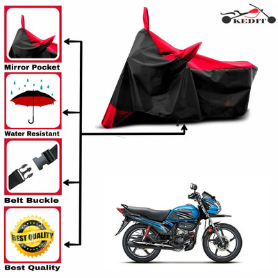 KEDIT Two Wheeler Cover for Hero(Passion Pro TR, Red, Black)