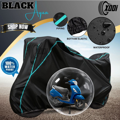 xodi Waterproof Two Wheeler Cover for TVS(Jupiter, Black, Blue)