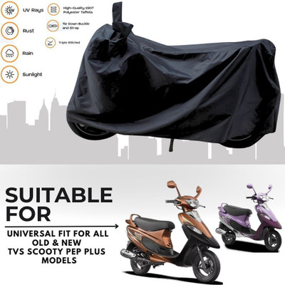 MADAFIYA Two Wheeler Cover for TVS(Scooty Pep+, Black)