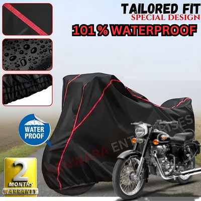 OliverX Waterproof Two Wheeler Cover for Royal Enfield(Bullet, Black, Red)