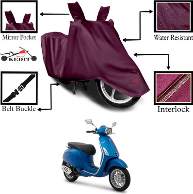 KEDIT Two Wheeler Cover for Vespa(Notte BS6, Maroon)