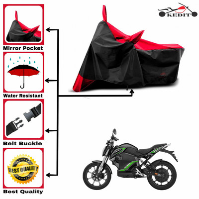 KEDIT Two Wheeler Cover for Revolt(RV 300, Red, Black)