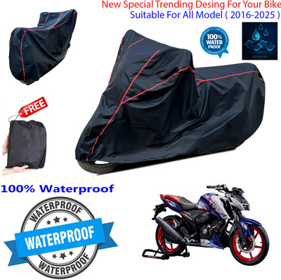 OliverX Waterproof Two Wheeler Cover for TVS(Apache RTR 165 RP, Black)