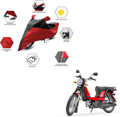 FurniGully Two Wheeler Cover for TVS(XL 100 Heavy Duty, Black, Red)