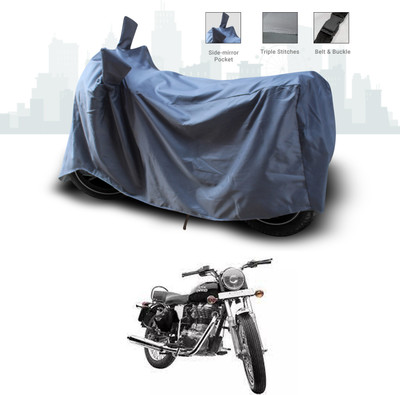 SEBONGO Waterproof Two Wheeler Cover for Royal Enfield(Electra Delux, Grey)