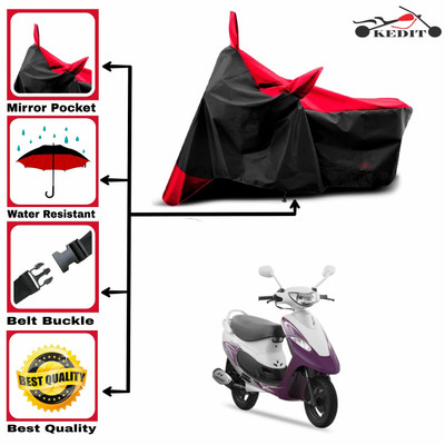 KEDIT Two Wheeler Cover for TVS(Pep Plus, Red, Black)