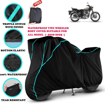 AutoGalaxy Waterproof Two Wheeler Cover for Royal Enfield(Bullet 500, Black)