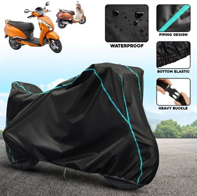 xodi Waterproof Two Wheeler Cover for TVS(Jupiter Grande BS6, Black, Blue)