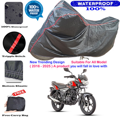 OliverX Waterproof Two Wheeler Cover for Bajaj(Discover 110, Black, Red)