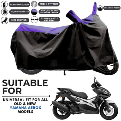 MADAFIYA Two Wheeler Cover for Yamaha(Aerox 155 Maxi BS6, Black, Purple)