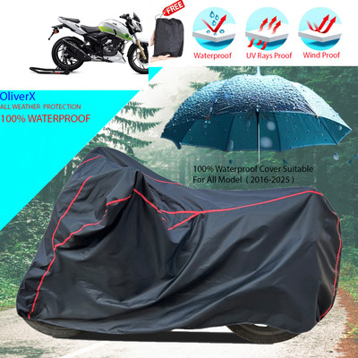 OliverX Waterproof Two Wheeler Cover for TVS(Apache, Black)