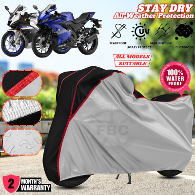 OliverX Waterproof Two Wheeler Cover for Yamaha(R15, Silver, Black)