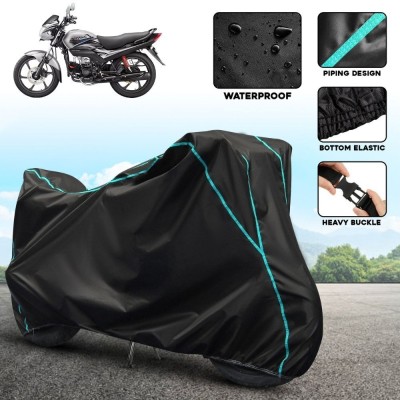 xodi Waterproof Two Wheeler Cover for Hero(Passion Plus, Black, Blue)