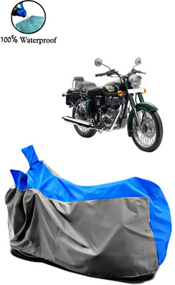 Autofly Waterproof Two Wheeler Cover for Royal Enfield(Bullet 500, Grey, Blue)