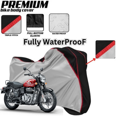 Shiv Kanha Waterproof Two Wheeler Cover for Royal Enfield(Bullet 350 New, Silver)