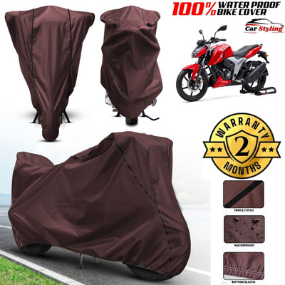 Car Styling Waterproof Two Wheeler Cover for TVS(Apache RTR 200, Maroon, Black)